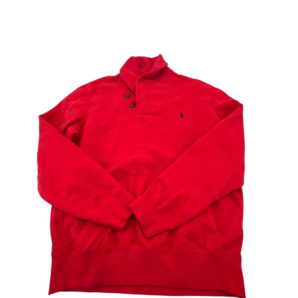 Polo‎ Ralph Lauren Men Red Shawl Collar Pullover Sweatshirt XL Classic Preppy